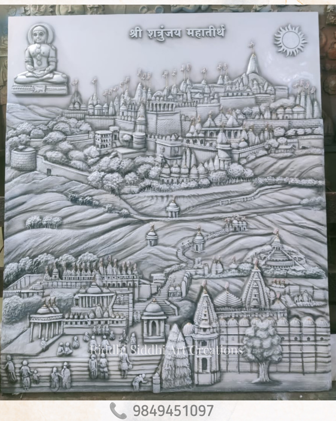 Riddhi Siddhi Art Creations - Large Vertical Detailed Girnar Architectural Mural